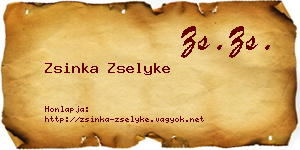 Zsinka Zselyke névjegykártya